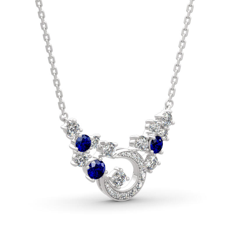 Jeulia "Light of Starry Sky" Moon Design Round Cut Sterling Silver Necklace