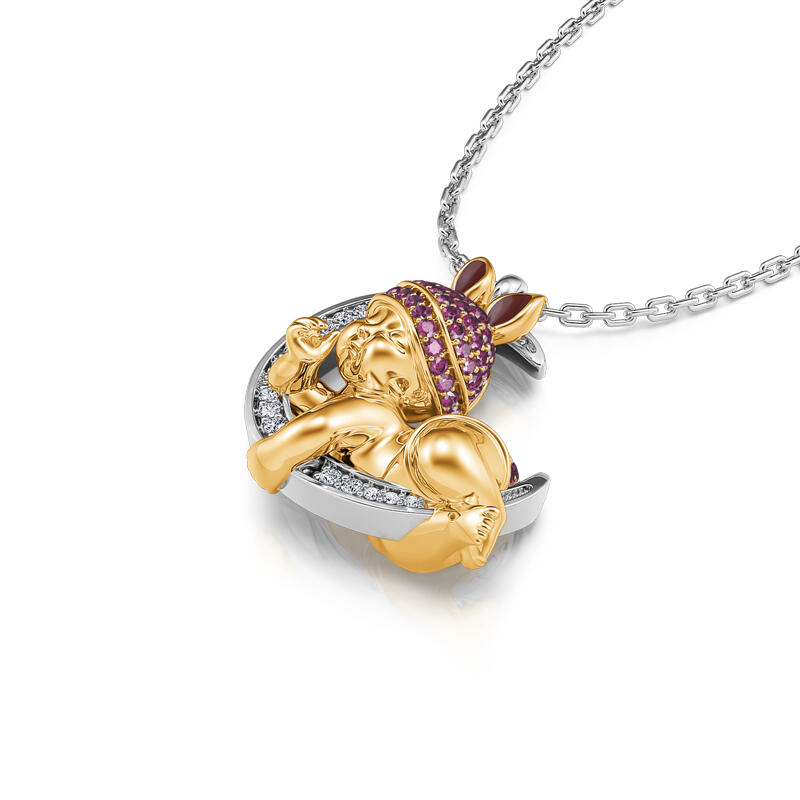 Jeulia Collar con forma de bebé lindo de plata de ley para madre