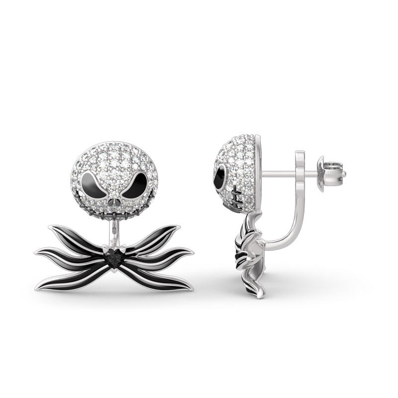 "Bat Bow Tie" Skull Heart Cut Sterling Silver örhängen