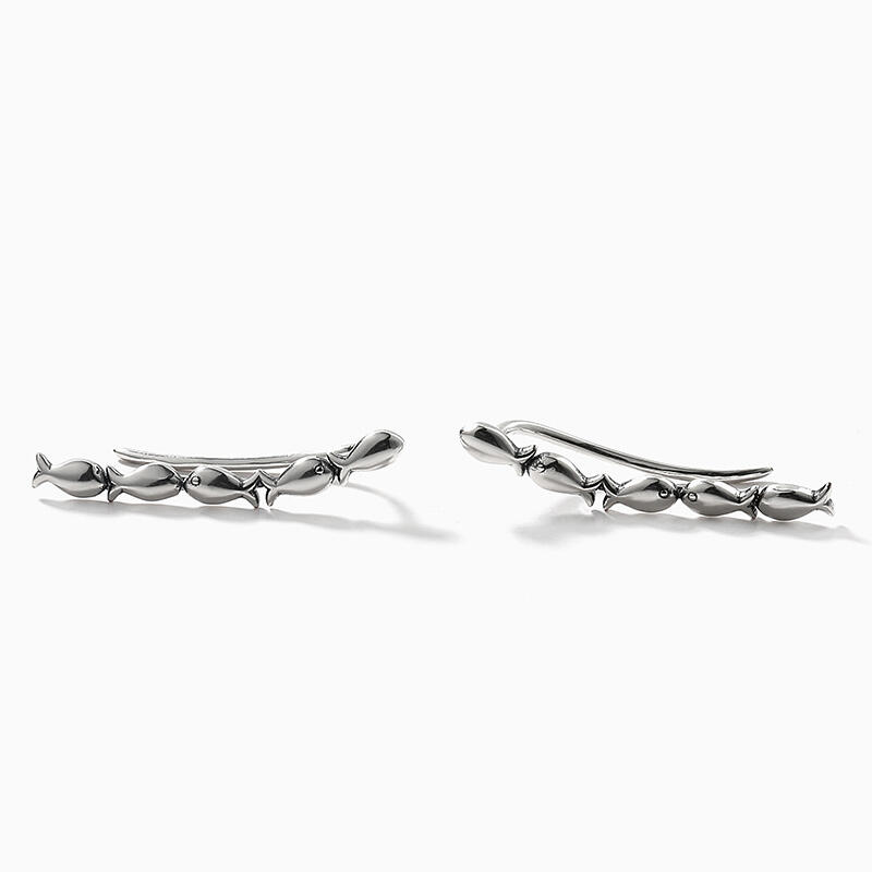 Jeulia "Kiss Fish" Sterling Silver Climber Earrings