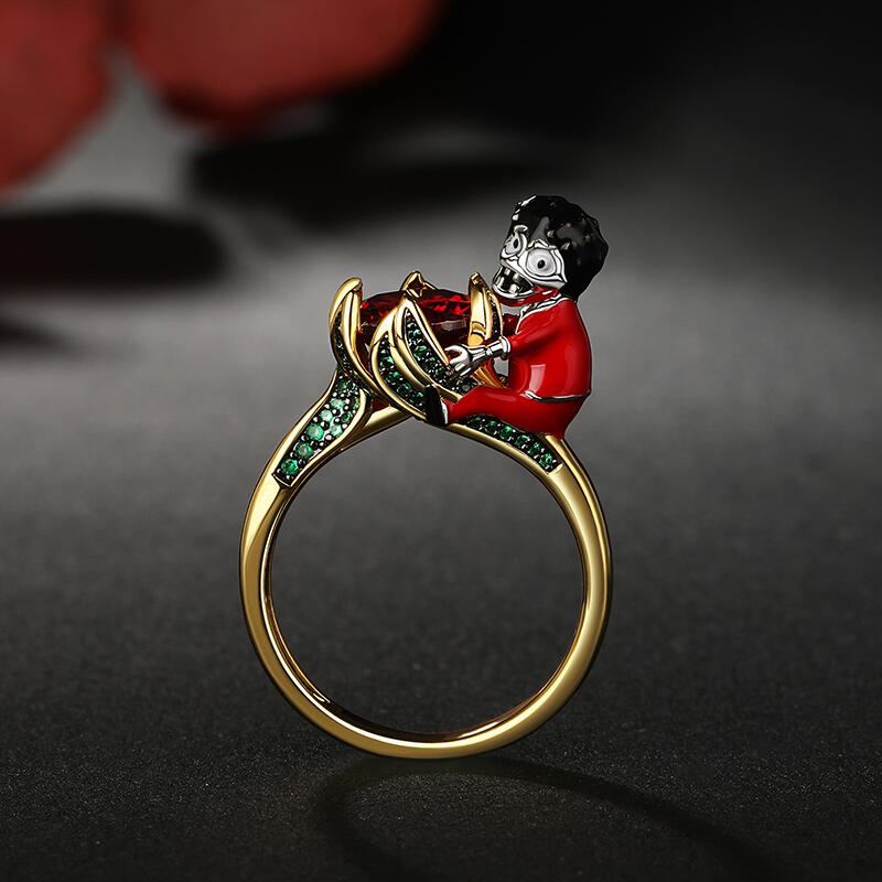 Jeulia Hug Me "Mr. Zombie" Round Cut Sterling Silver Ring