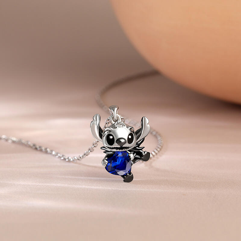 Jeulia Hug Me "Little Monster" Heart Cut Sterling Silver Necklace