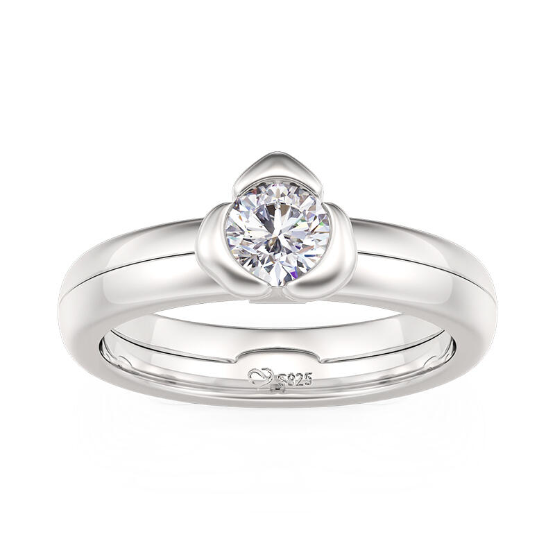 Jeulia Anillo de Promesa Grabado Personalizado Oculto de Plata de Ley