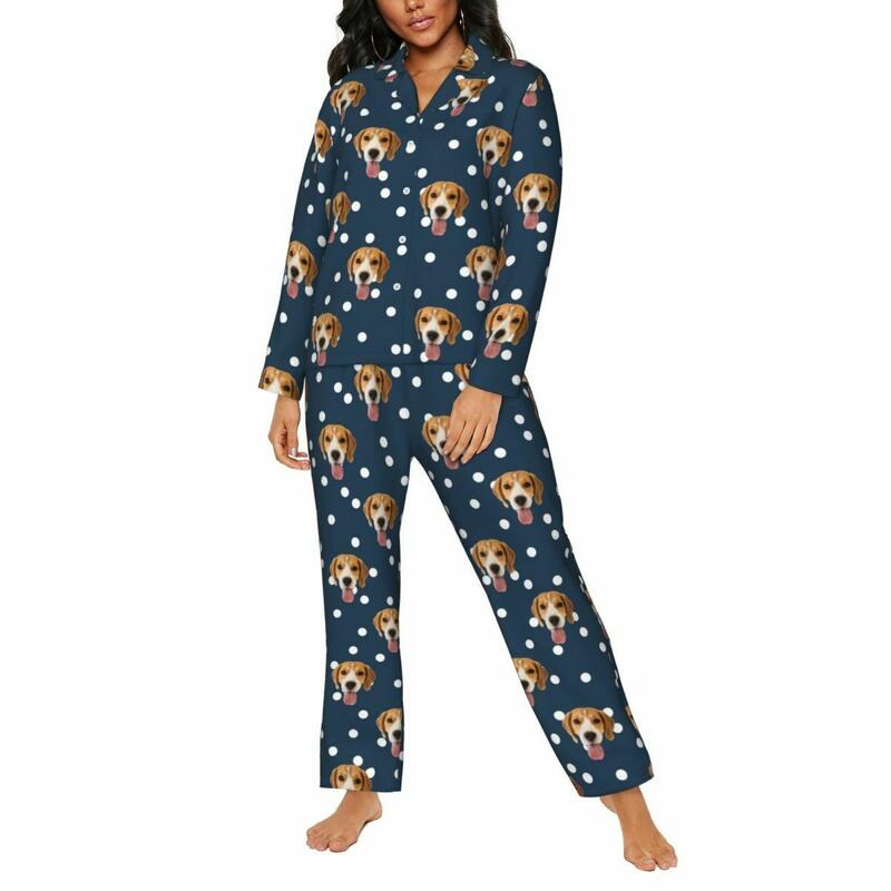 Pigiama personalizzato Modello a pois con foto personalizzata Design a colori opzionale Regalo perfetto per la persona cara