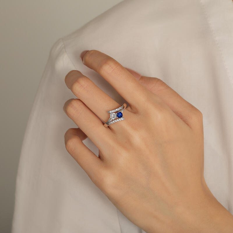 Jeulia Custom Bypass Two Stone Name Ring