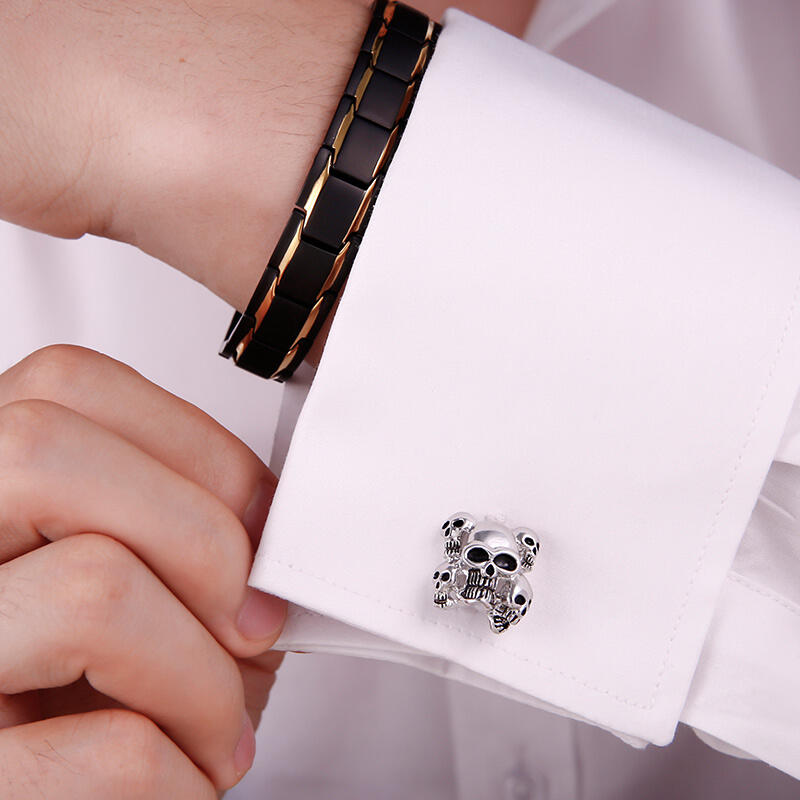 Jeulia Vintage Five Skulls Copper Men's Cufflinks