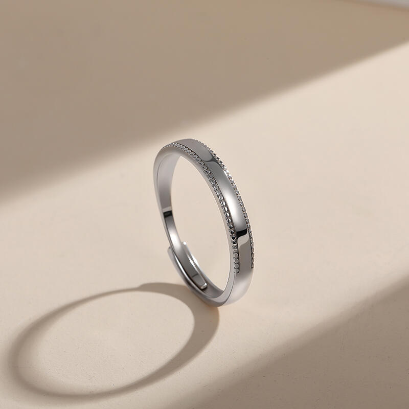 Jeulia Simple Beaded Edge Adjustable Ring for Men