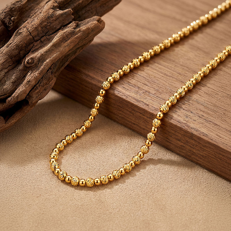 Gold Tone Stainless Steel Beaded Necklace