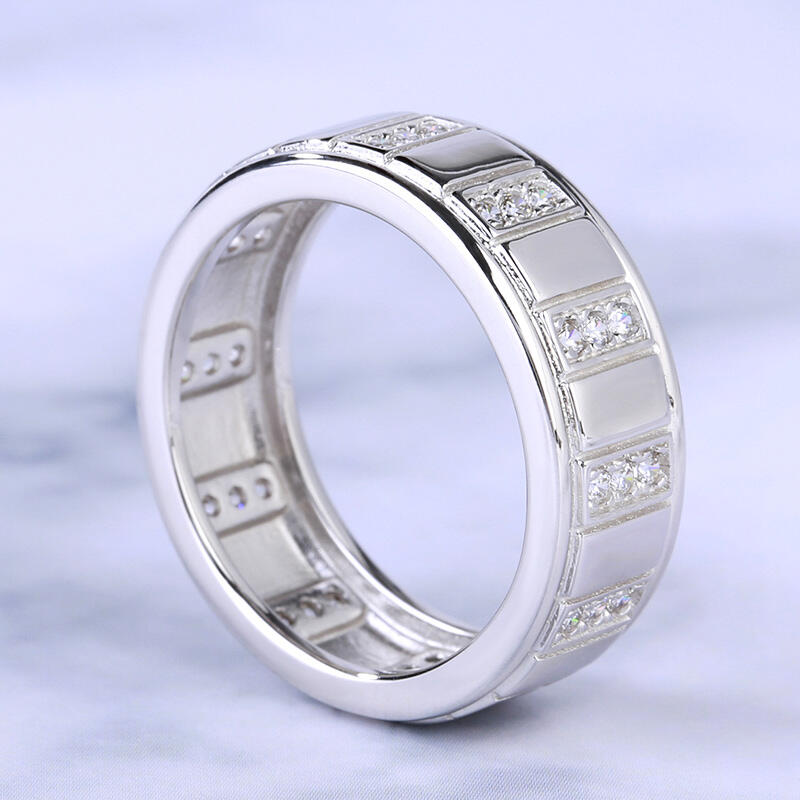 Jeulia Anel masculino clássico de prata esterlina com corte redondo