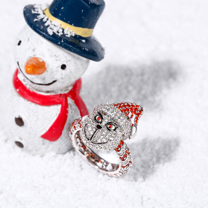 Jeulia Christmas Monster Inspired Sterling Silver Ring