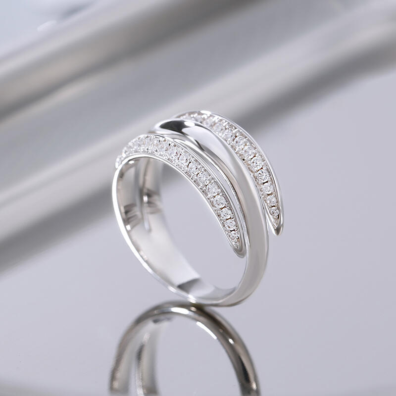 Jeulia Anillo de cóctel de plata esterlina con diseño de espiga