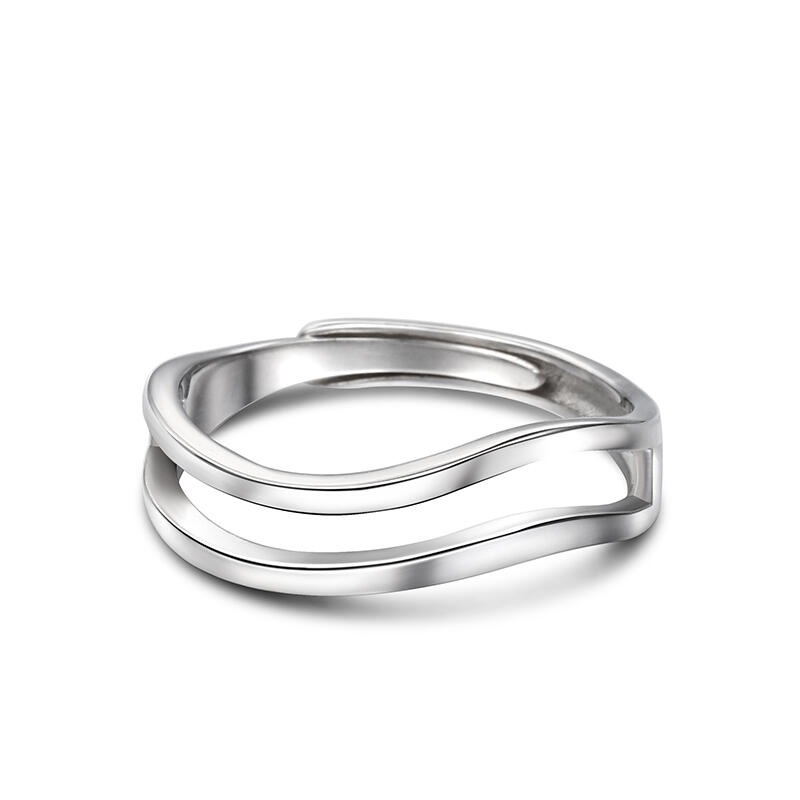 Jeulia Anillo pulido con diseño simple de plata de ley de talla ajustable para hombre