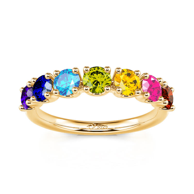 Jeulia Multi-Stone Rainbow Sterling Silver Women's Band