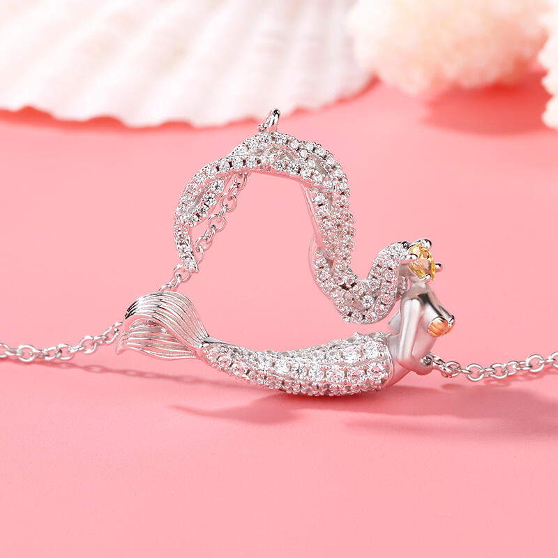 Jeulia "Licht des Ozeans" Sterling Silber Meerjungfrau Geschenk Halskette für Valentinstag