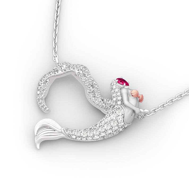 Jeulia "Ocean's Light" Sterling Silver Mermaid Gift Necklace for Valentine's Day