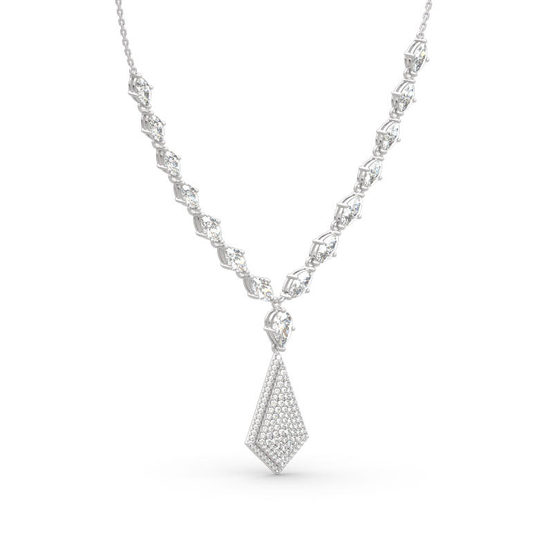 Jeulia "Gorgeous Beauty" Art Deco Marquise Cut Sterling Silver Necklace