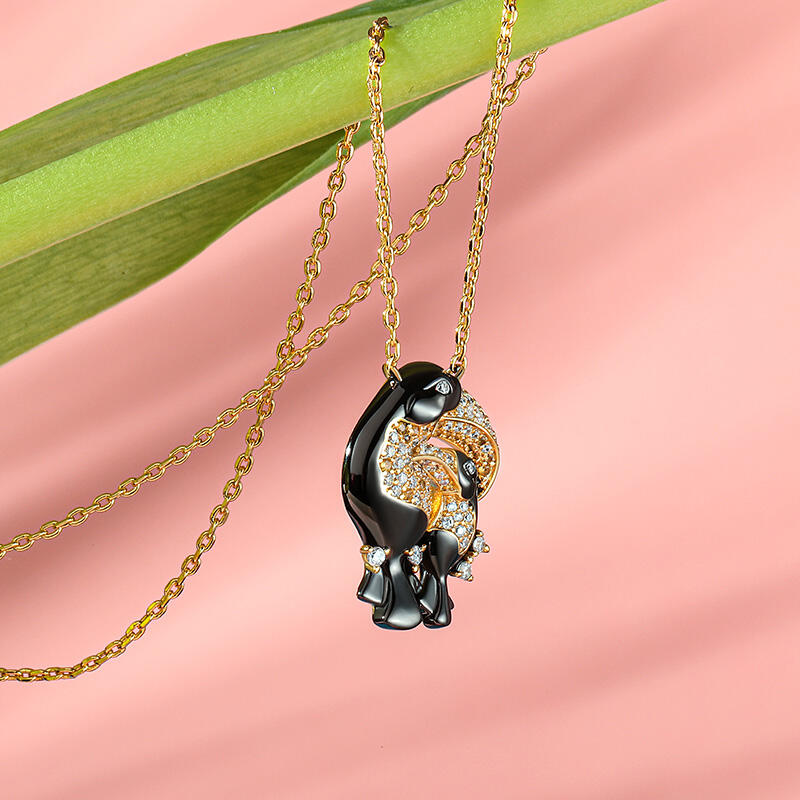 Jeulia "Huddle with You" Mom and Baby Toucan Sterling Silver Necklace