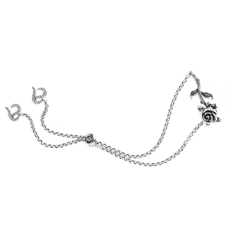 Jeulia Heart Leaves Rose Branch Bracelet