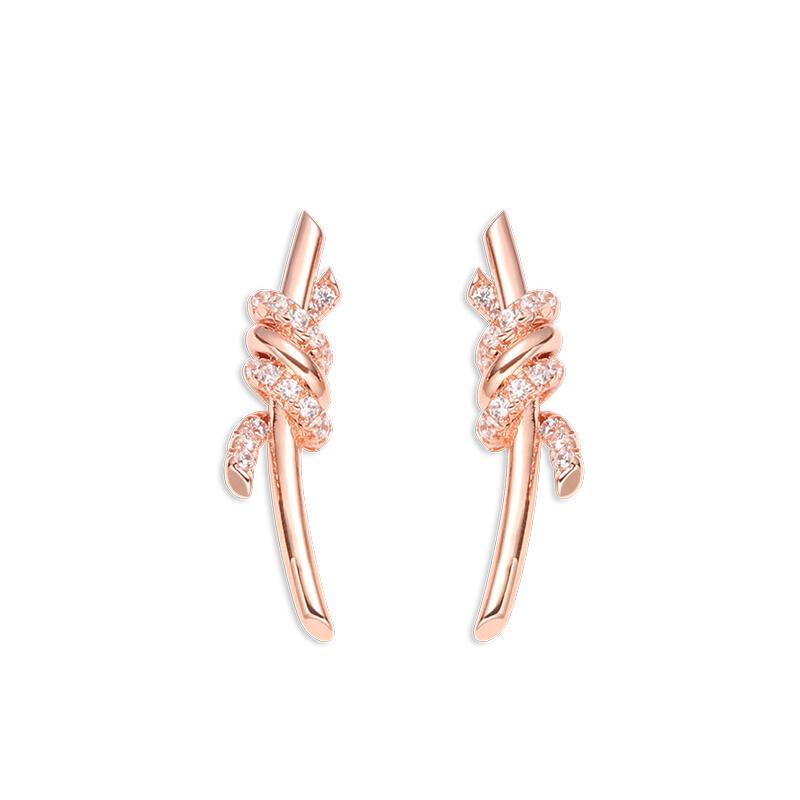 Jeulia Knot Design Sterling Silver Earrings
