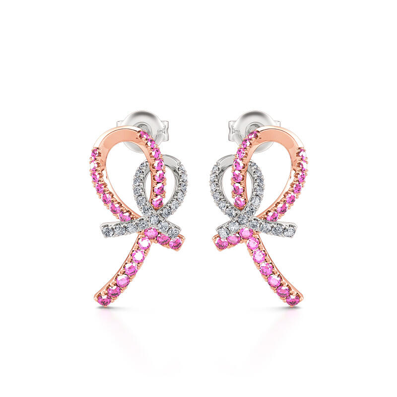 Jeulia Kolczyki Wstążki interlock srebrne "Love & Support"