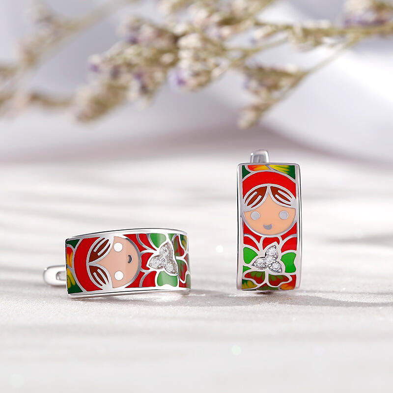 Jeulia "Make a Smile" Enamel Sterling Silver Earrings