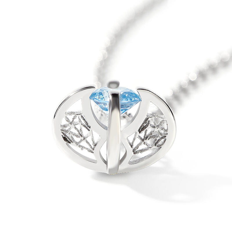 Jeulia Personalized Round Cut Sterling Silver Necklace