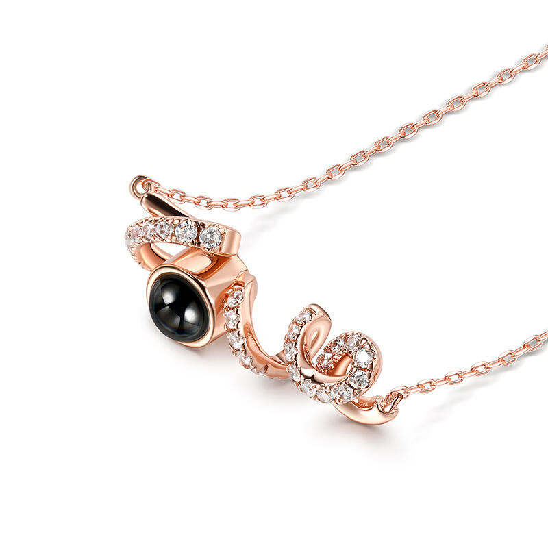 Jeulia "You Complete Me" Personalized Photo Projection Sterling Silver Necklace