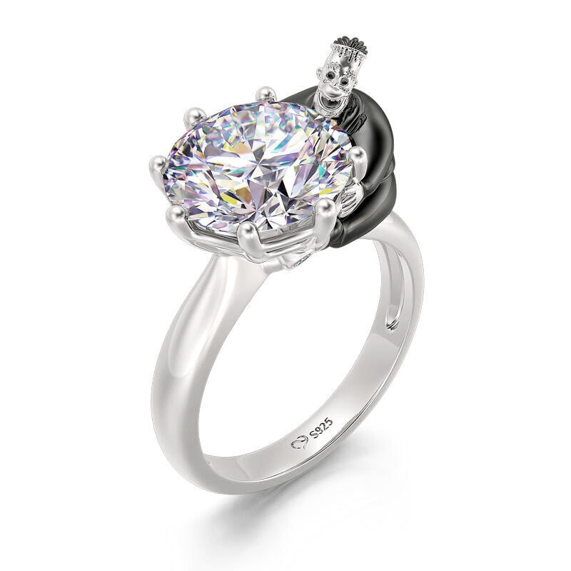 Jeulia Hug Me "Oversized Man" Round Cut Sterling Silver Ring
