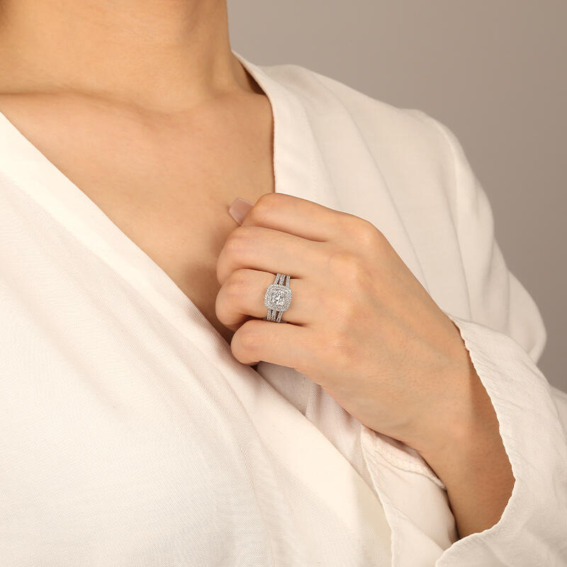 "Swear To Me" Cushion Cut Bridal Set