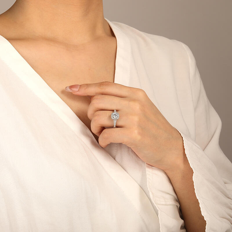 " Love Is You And Me"  Round Cut Halo Engagement Ring