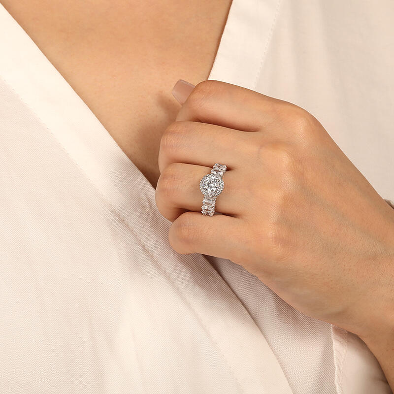 "I've Got A Crush On You" Round Cut Halo Engagement Ring