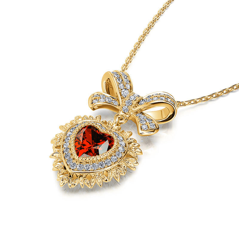 Jeulia "Radiant Love" Halo Heart Cut Sterling Silver Necklace