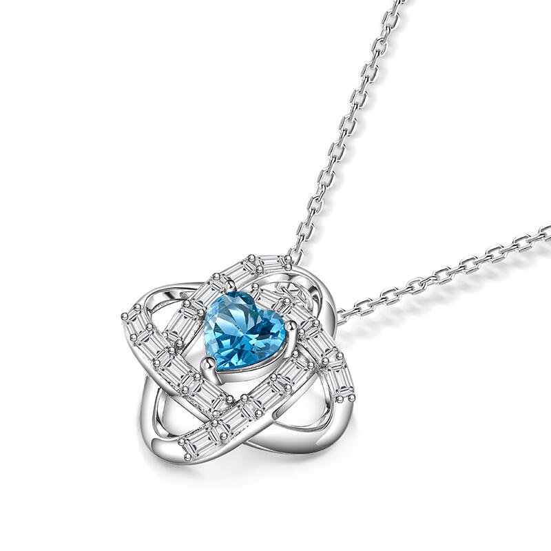 Jeulia Love Knot Custom Birthstone Necklace Sterling Silver
