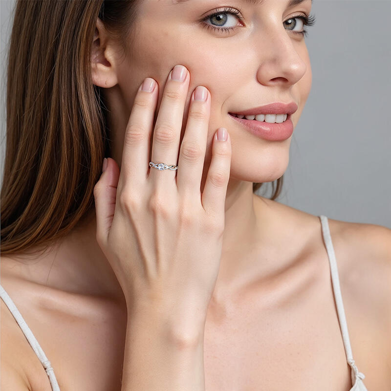 "Here With You" 0.3ct Round Cut Side Stone Engagement Ring