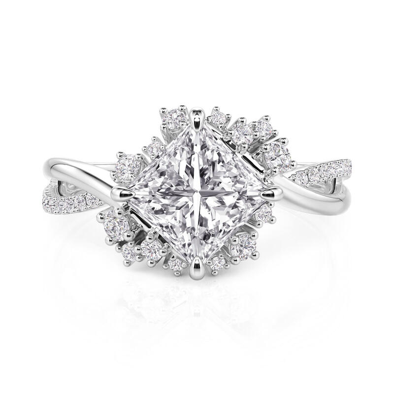 Jeulia Olivetta Twist Princess Cut Engagement Ring