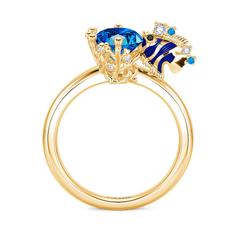 Jeulia Hug Me Anillo Pez Inspirado en el Océano de Plata de Ley