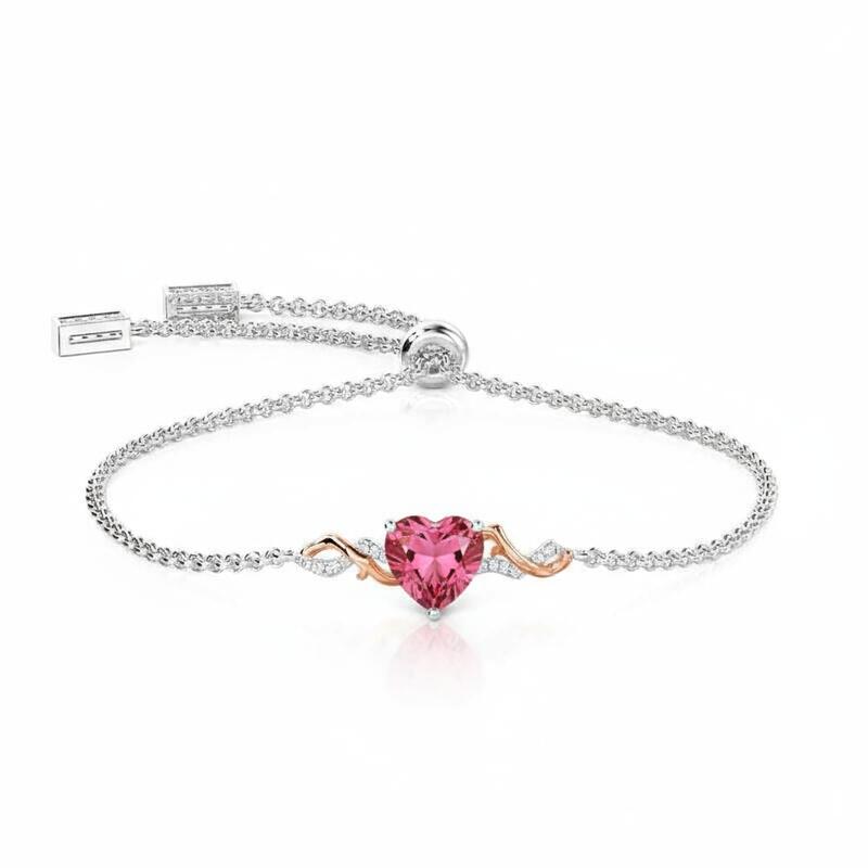 Jeulia Amore Thorn Vine Custom Heart Bracelet with Birthstone