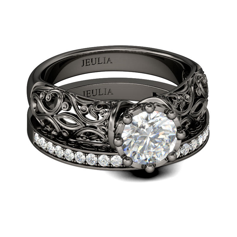 جوليا طقم خواتم قطع دائري من الفضة الإسترليني كلاسيكي