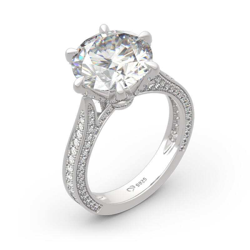 Jeulia Anillo Clásico De Plata Esterlina Con Corte Redondo