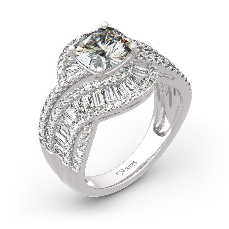 Jeulia Vintage Cushion Cut Sterling Silver Ring