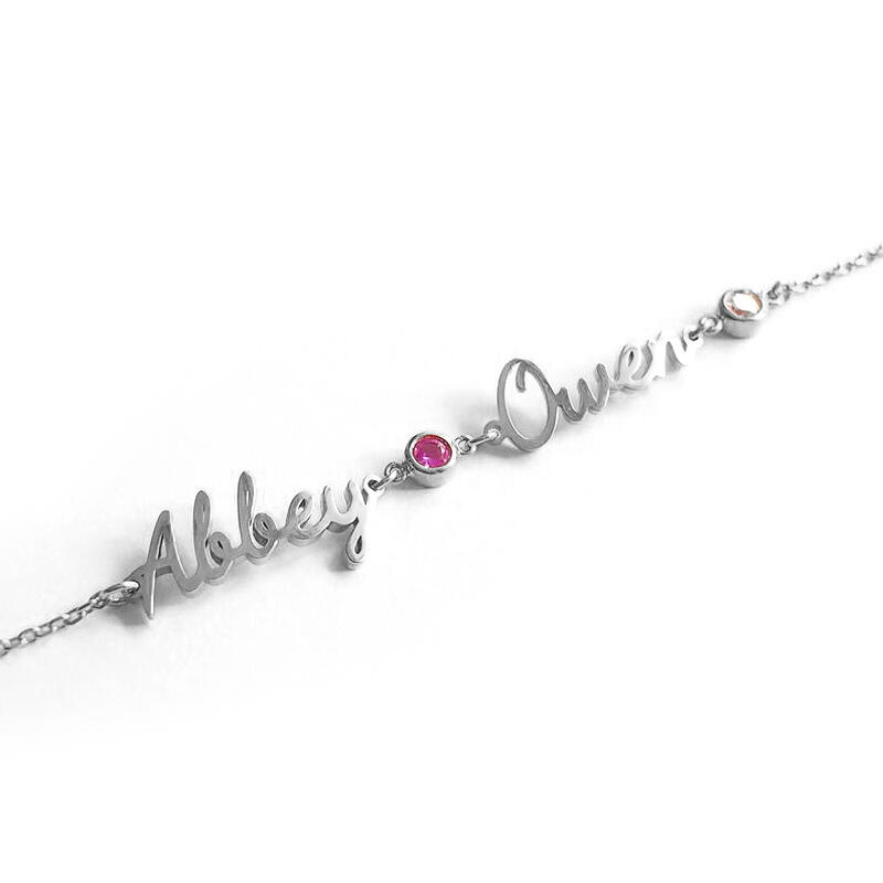 "Ti Accompagno" Bracciale Personalizzato Con Nome E Pietra Di Nascita