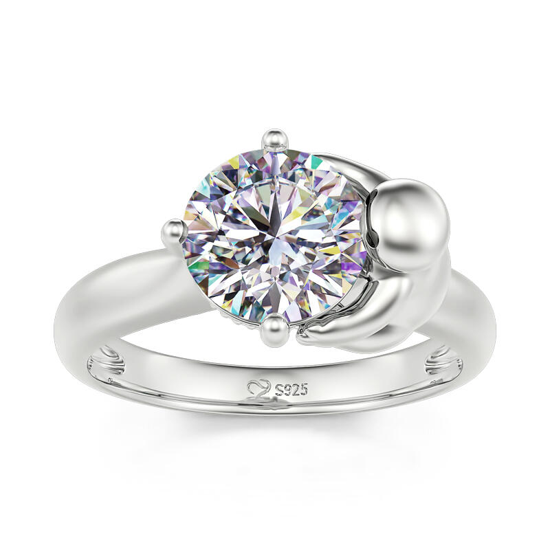 Jeulia Hug Me Anel de robô de prata esterlina com corte redondo