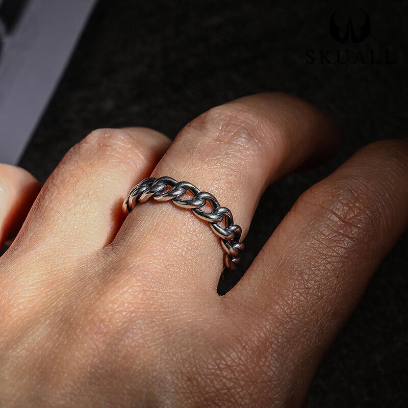 Jeulia Anillo en forma de cadena de conexión de plata de ley