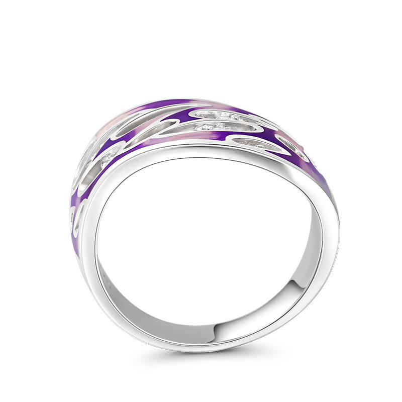 Jeulia "Ice Queen" Enamel Sterling Silver Women's Band