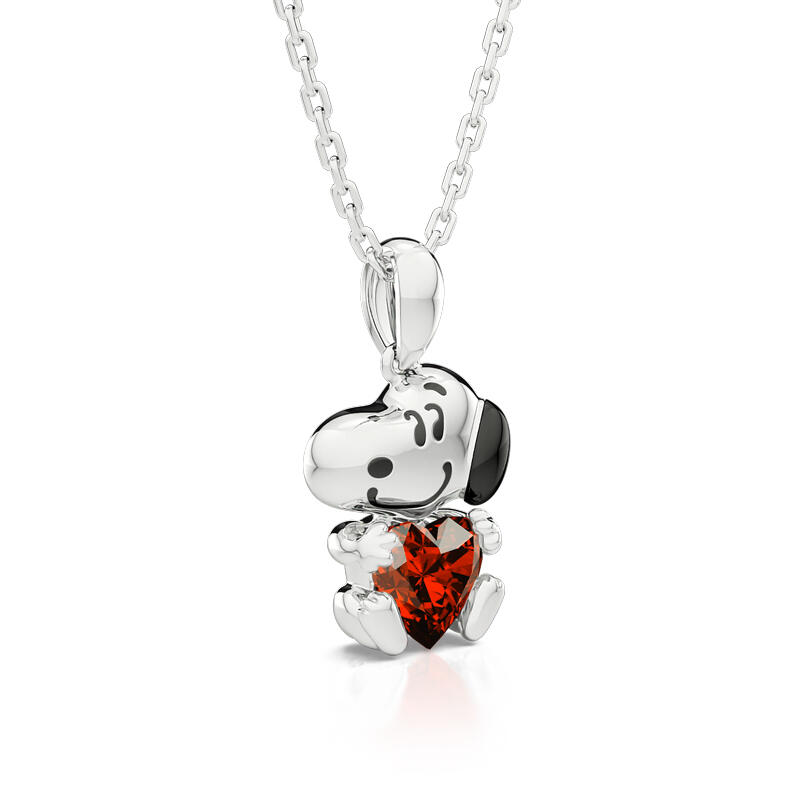 Jeulia Hug Me "Live in The Present" Puppy Heart Cut Sterling Silver Necklace