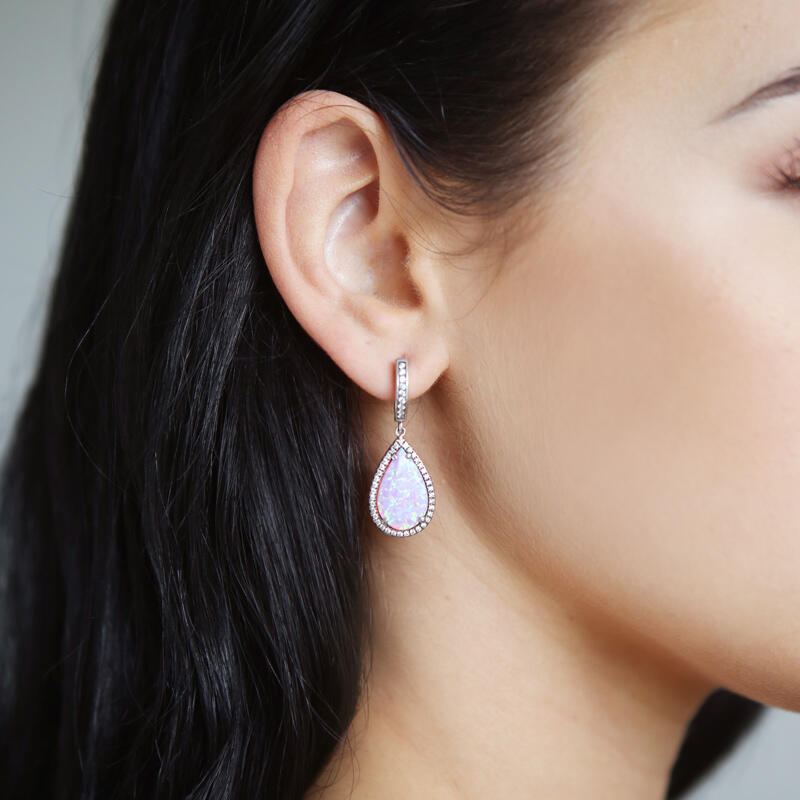 Jeulia Aretes Con Rosa-Púrpura de Ensueño de Ópalo
