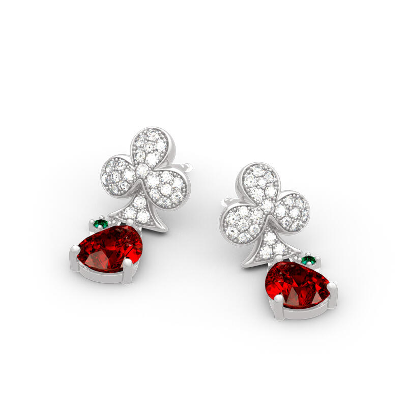 Jeulia Clubs of Poker Inspired Sterling Silver Earrings