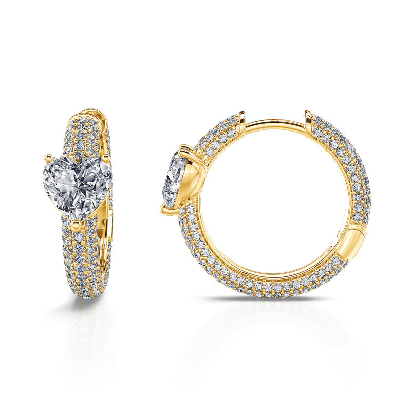 Jeulia Pendientes mujer de aro de plata de ley piedra corte corazón color oro