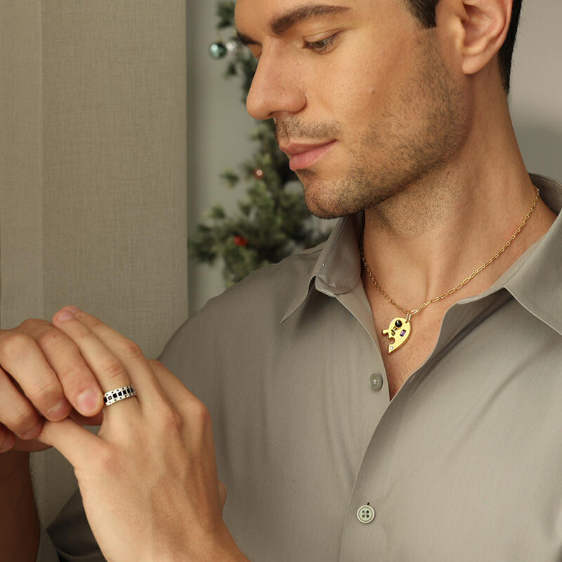 Jeulia Anillo para hombre de plata esterlina con corte princesa