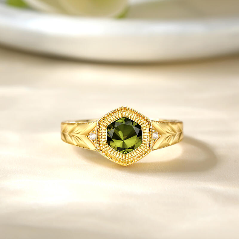 Jeulia Engagement Ring Roung Cut Sterling Silver Gold Tone